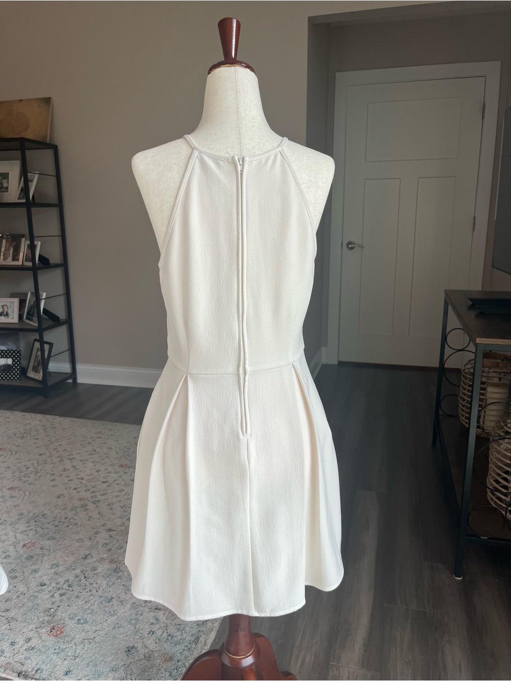 Minimalist Sleeveless Cream Fit-and-Flare Mini Dress - Picture 7 of 7